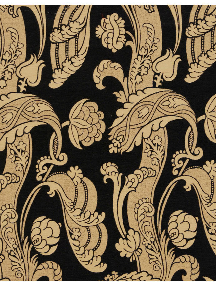 Ткани, 91 % хлопок 9 % шелк, дамаск. цвет - Black Mushroom, BRUGES BAIRD/ F0104 - 02, Watts
