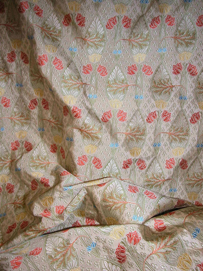 Ткани, 52 % шелк, 48 % хлопок, цветочный узор. цвет - Cream, KENTCHURCH SILK/ F0265 - 01, Watts