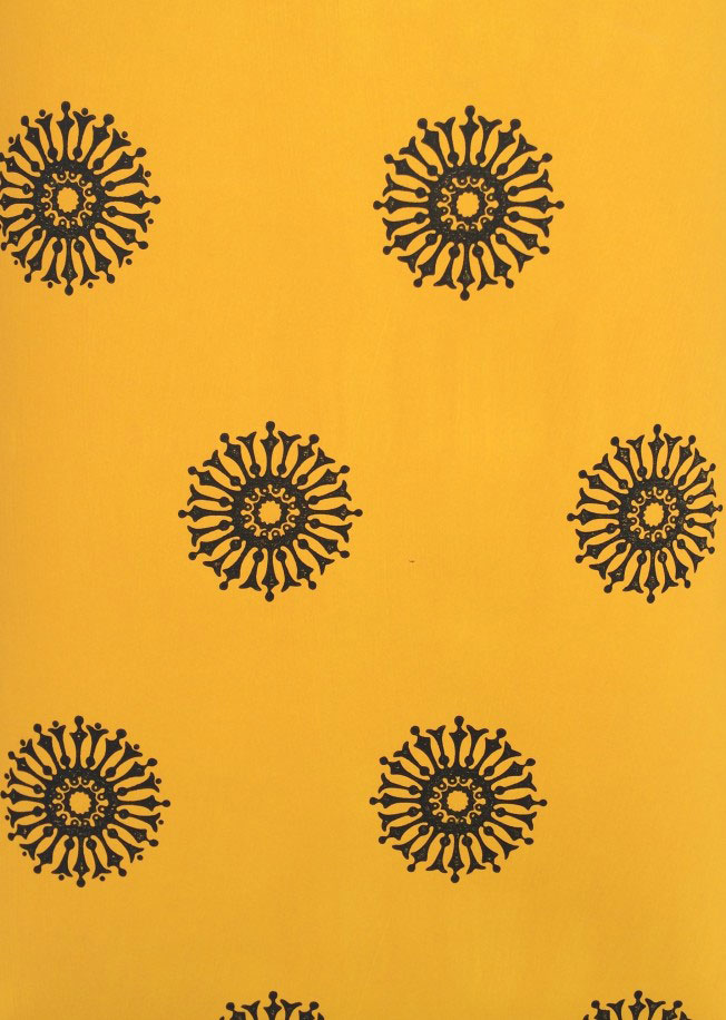 Обои ручной работы, для стен, бумага, геометрический узор. цвет - Orange Sunburst Black, AZTEC/ W0090 - 05, Watts