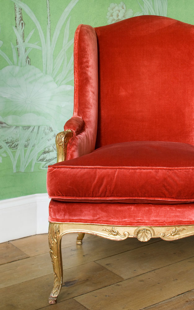 Ткани, шелковый бархат, цвета Roman Red,, De Gournay