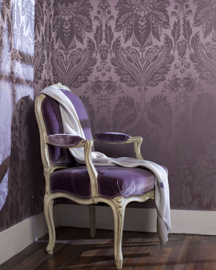 Обои ручной работы, шелк, дамаск цвет Rose Cream,, De Gournay