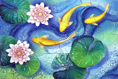 Декоративное панно, для бассейнов, керамическая мозаика, Lily Pads, Craig Bragdy